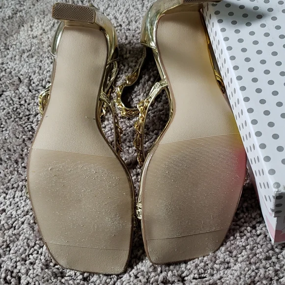 Back To Glam Triple Strap Gold Chrome Heels - Picture 13 of 13